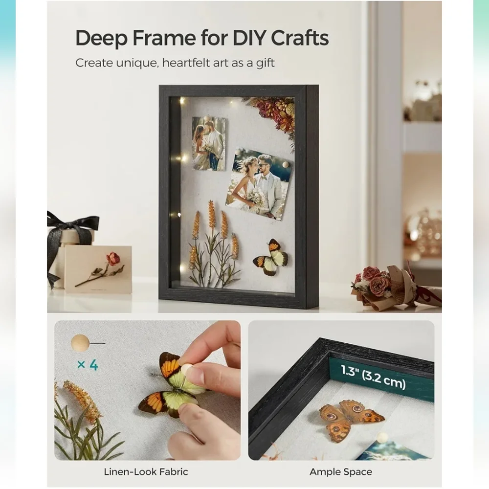 New in box black photo frame, deep, shadow box - Picture 10 of 15